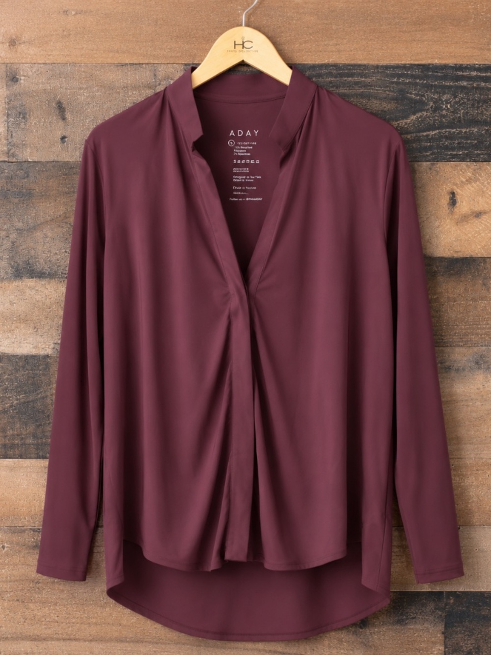 ADAY Something Borrowed Shirt | Wrinkle Resistant Travel Blouse | Size M Merlot